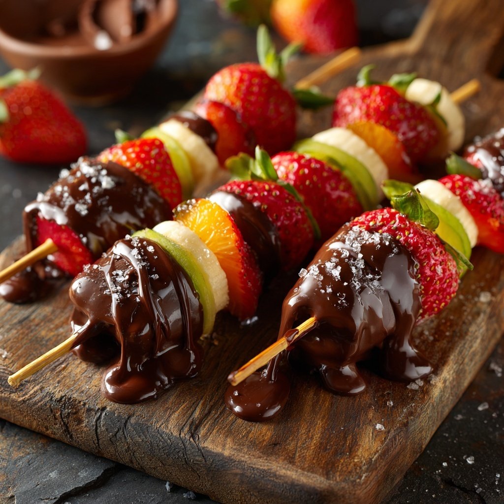 Chocolate Dipped Fruit Skewers