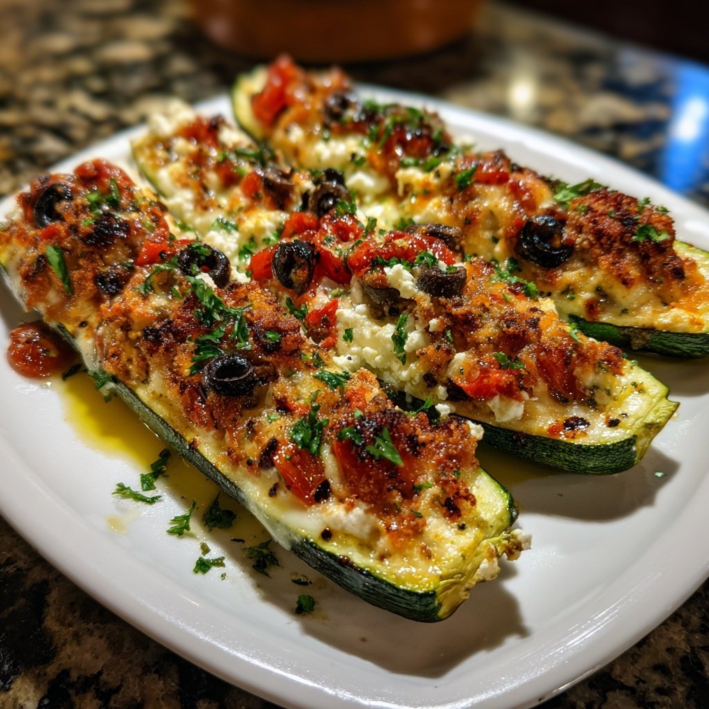 Stuffed Zucchini Boats with Feta