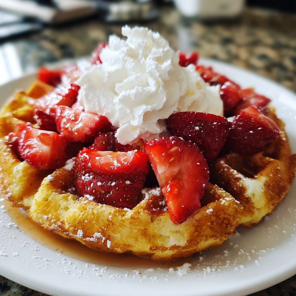 Sweet Strawberry Shortcake Waffles